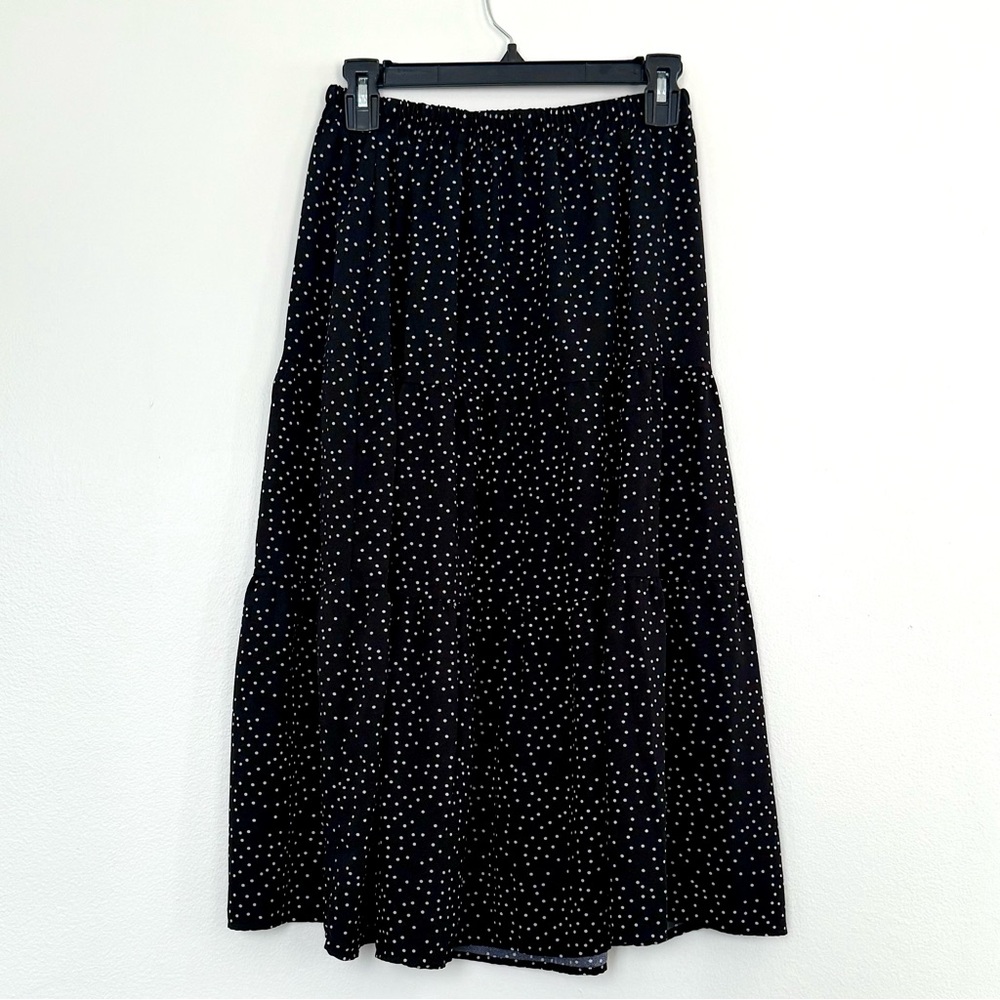 Black Polka Dot Women's Maxi Skirt